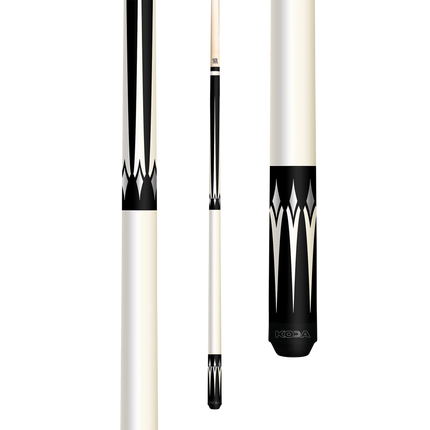 Koda KD46 (Black & White 6Pt, Silver Diamonds, White Wrapless Design, 18T) Koda