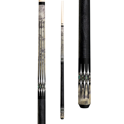 K2 Cues KL192 (Matte Gray Birdseye, White & Abalone Design, Black Emb. Lizard Wrap, 12.5LD /U) K2 Cues